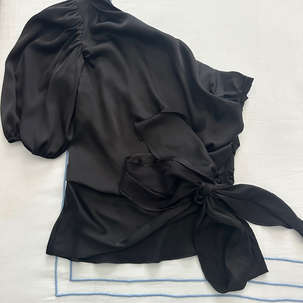 White House Black Market Black Satin Blouse
